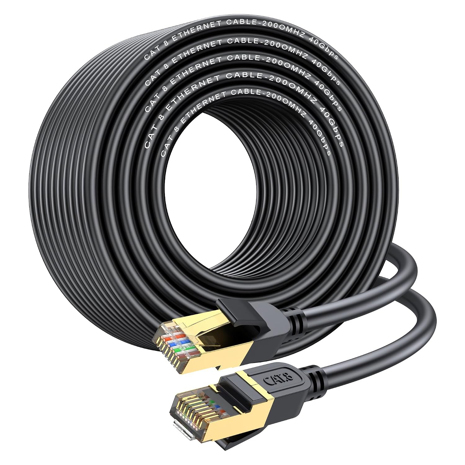 Cat 8 Ethernet Cable, 100FT High Speed Heavy Duty 26AWG Cat8 LAN Network Cable