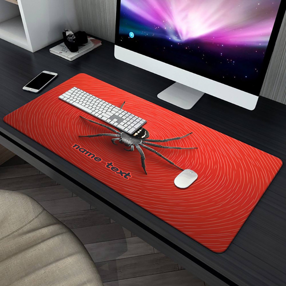 1pc Personalized Spider Design Gaming & Office Mouse Pad - Custom Name/Text, X
