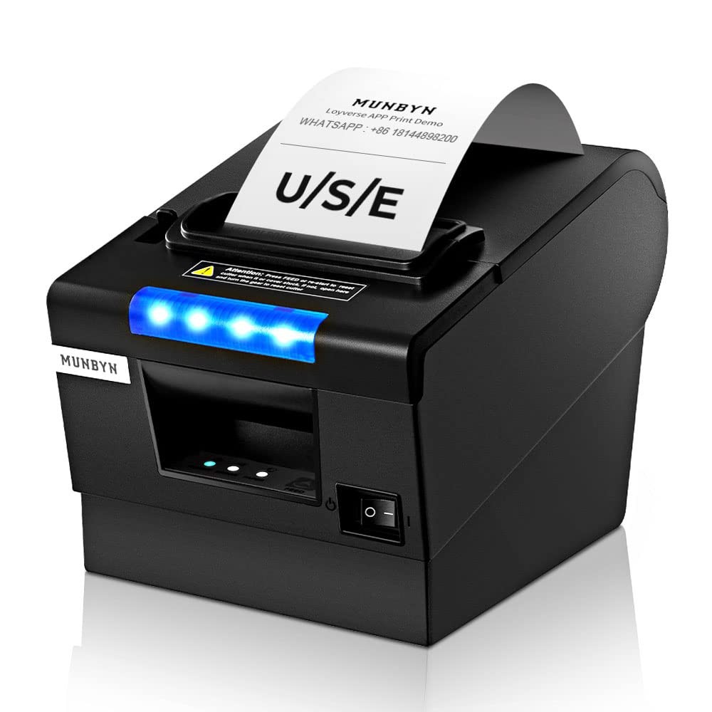 MUNBYN P068 Thermal Receipt Printer 80mm POS Printer USB Serial Ethernet