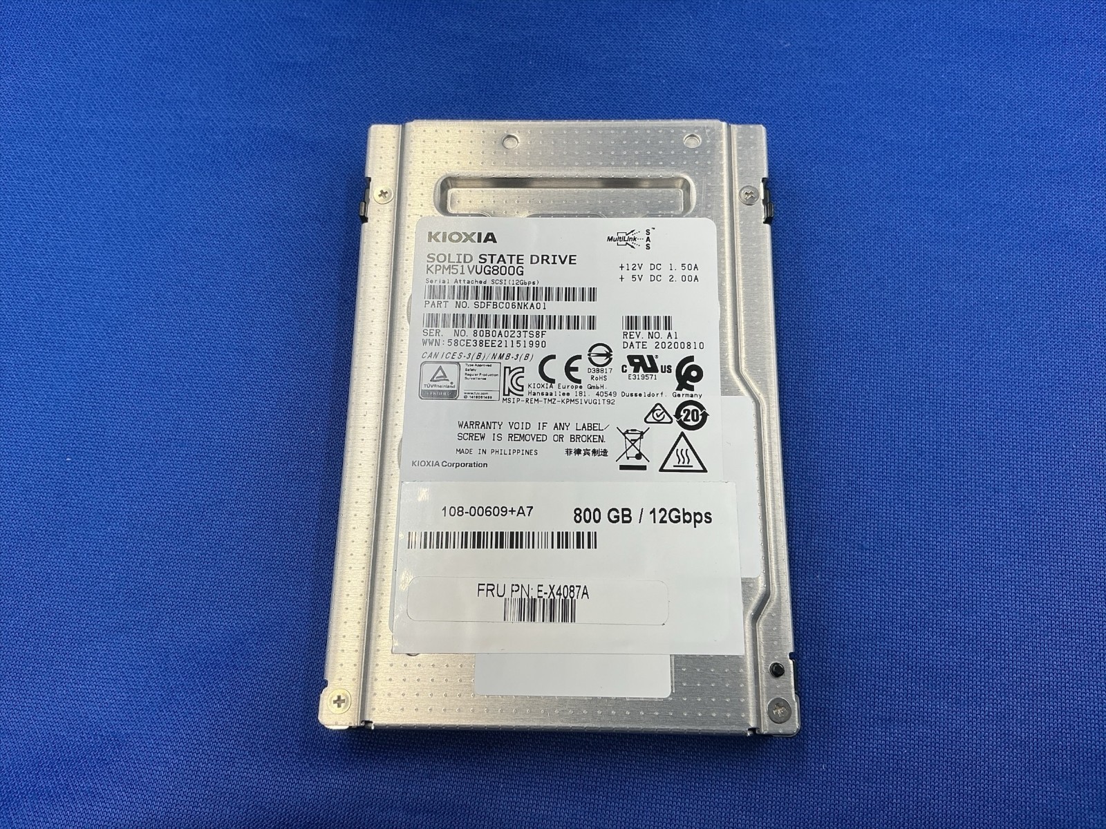 KPM51VUG800G NETAPP KIOXIA PM5-V 800GB SAS 12G MIXED USE 2.5" SSD 108-00609+A7