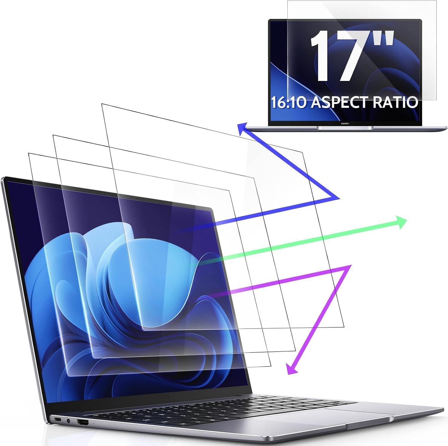 3 Pcs 17" Anti Blue Light Screen Protector Compatible With Lenovo Hp Dell Acer A