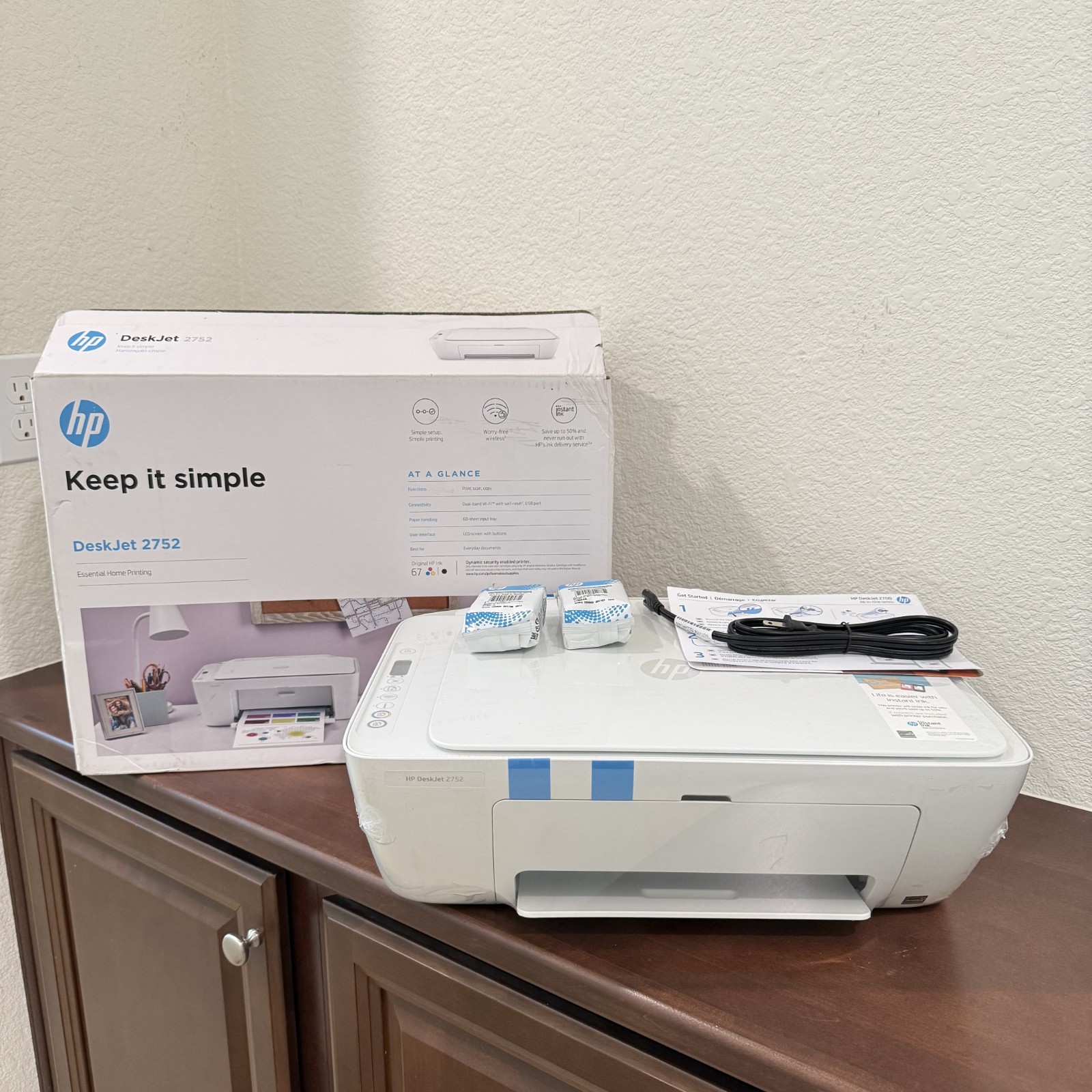 HP DeskJet 2752 Wireless All-In-One Inkjet Printer Scanner Copy New