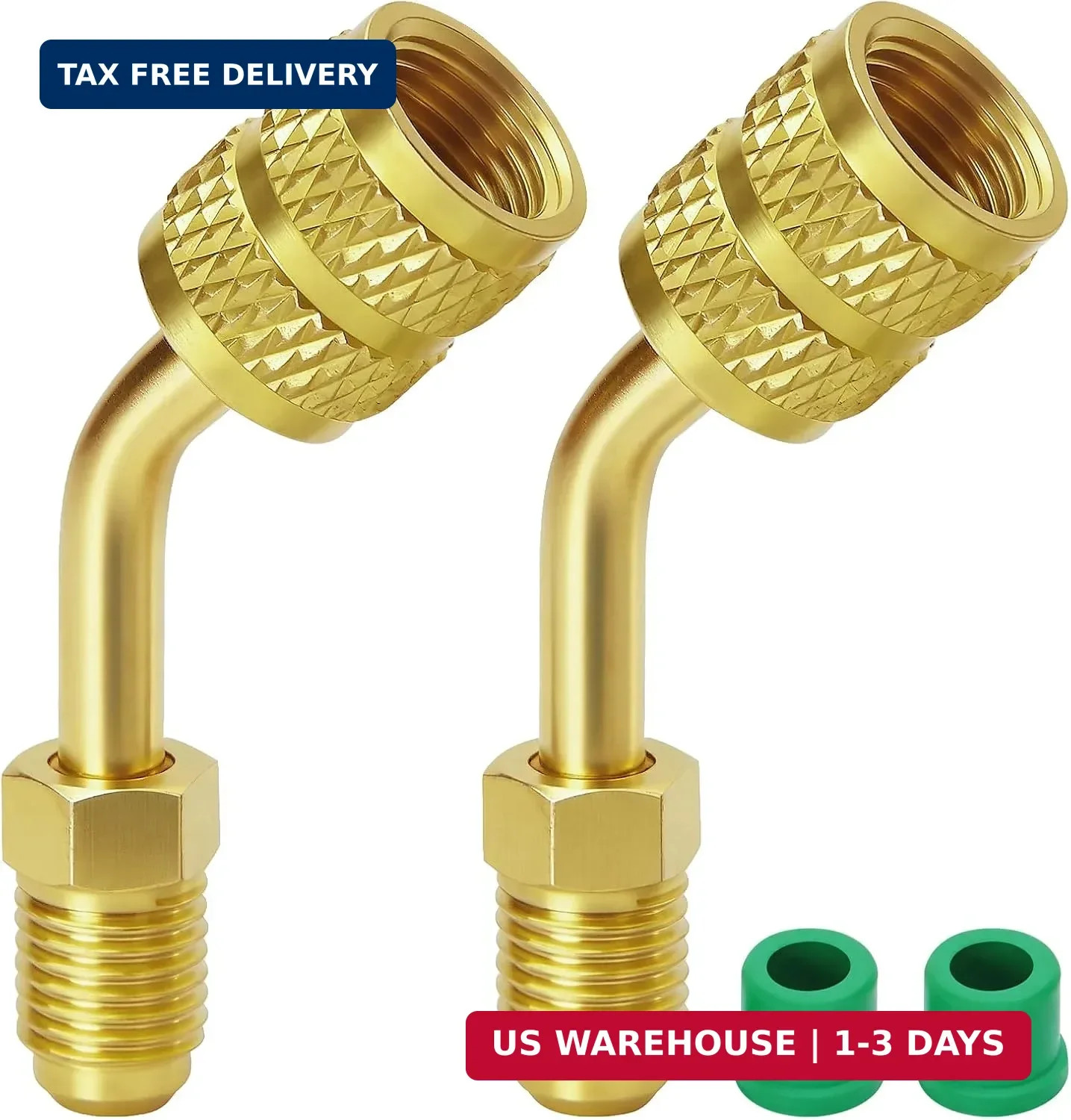 R410a Adapter Mini Split System 5/16 1/4 HVAC Quick Coupler Brass Fittings 2PK