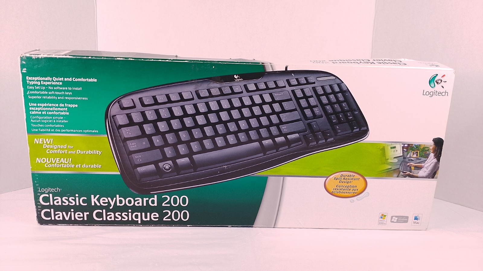 Logitech Classic 200 USB Keyboard UK Layout Wired PC Windows Complete In Box CIB