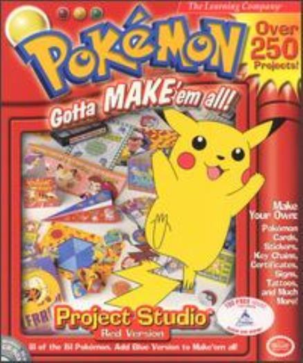 Pokemon: Project Studio Red Edition PC CD kids create cartoon cards signs etc