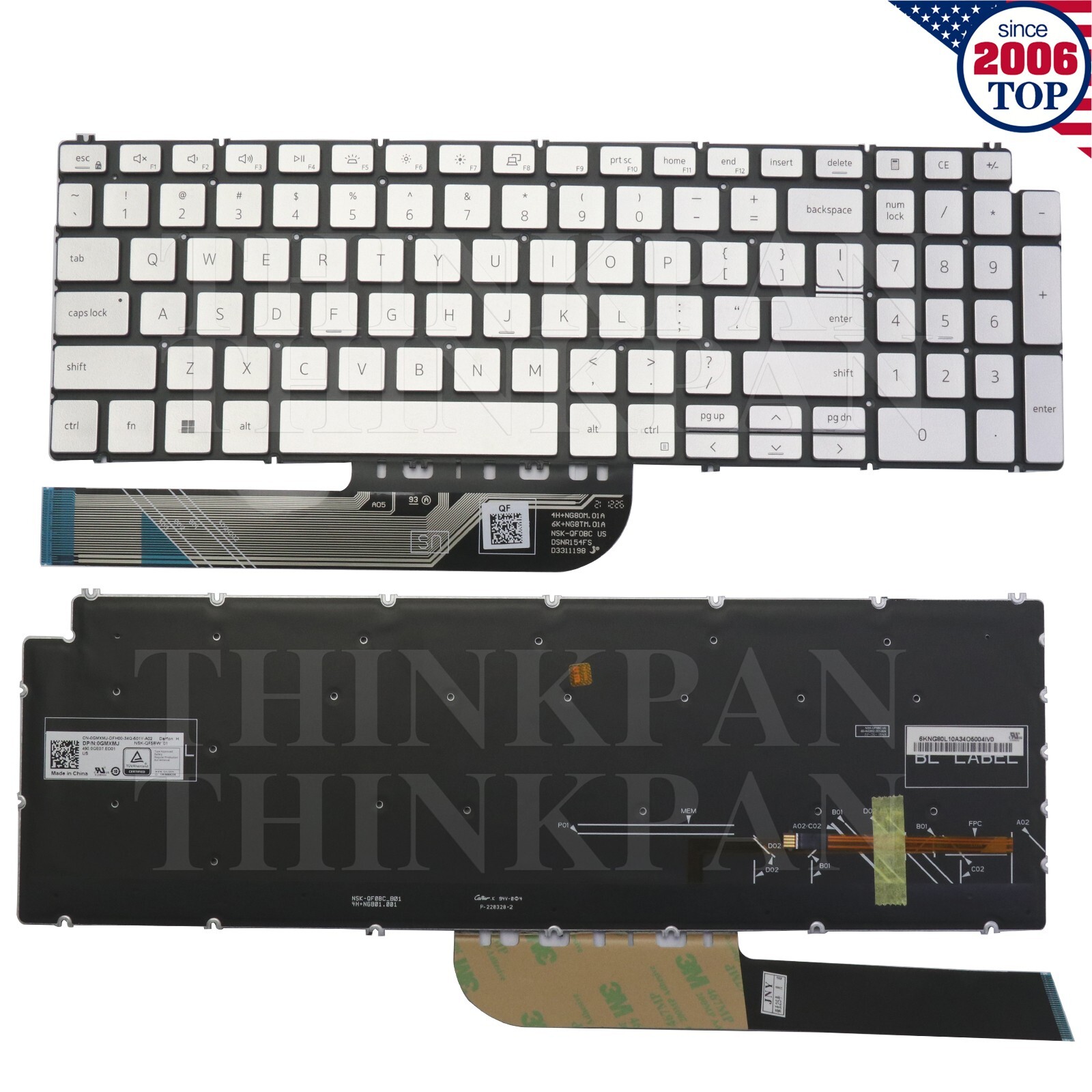 Original US Backlit Keyboard for Dell Inspiron 15 7000 2-in-1 15 7590 15-7590 Si