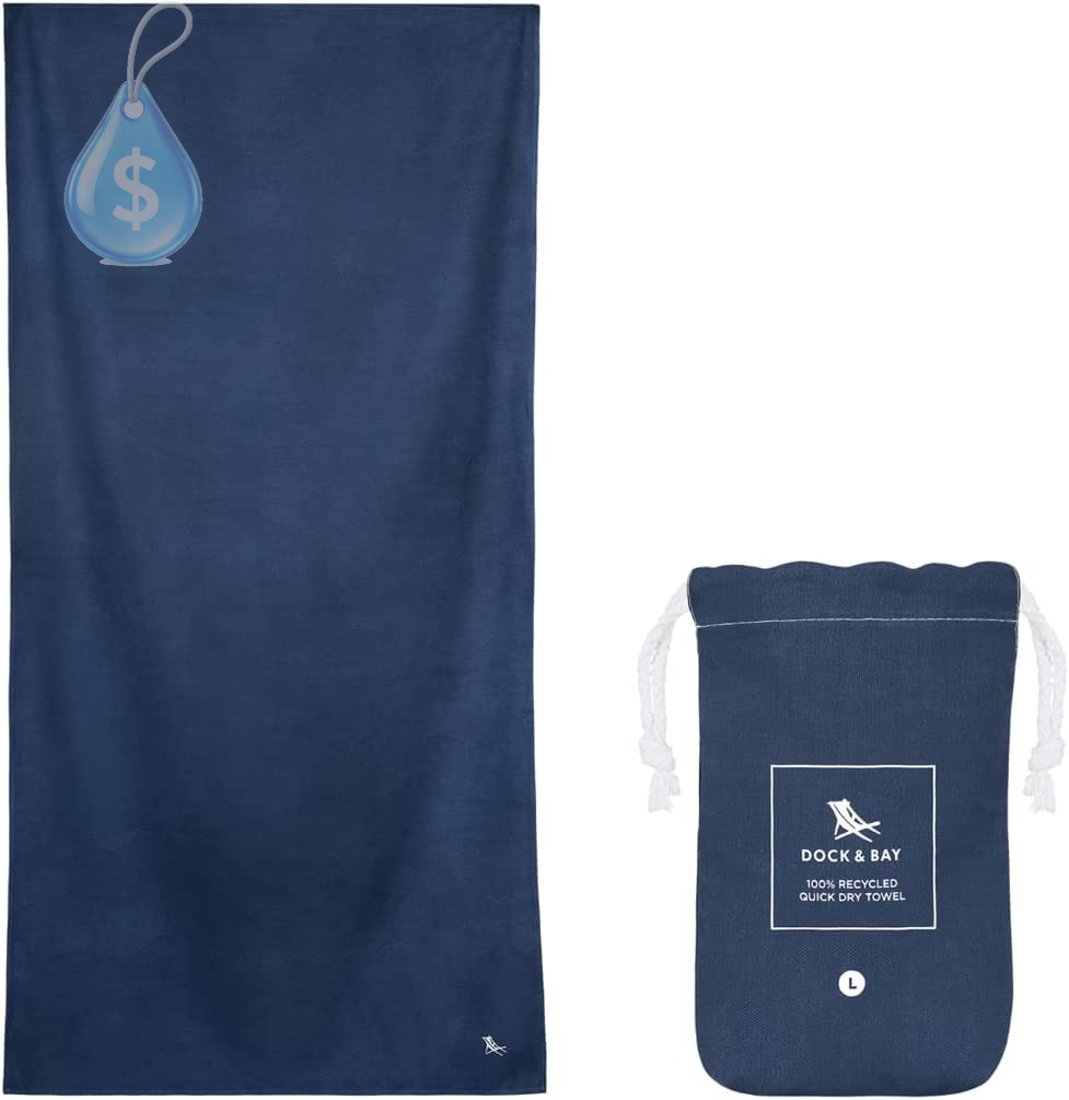 Beach Towel - Quick Dry, Sand Free - Compact, Lightweight - 100% Recycled - Incl