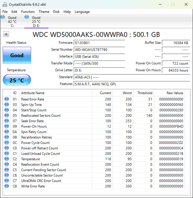WD5000AAKX 500GB 7200 RPM SATA 3.5 Inch Desktop Hard Drive