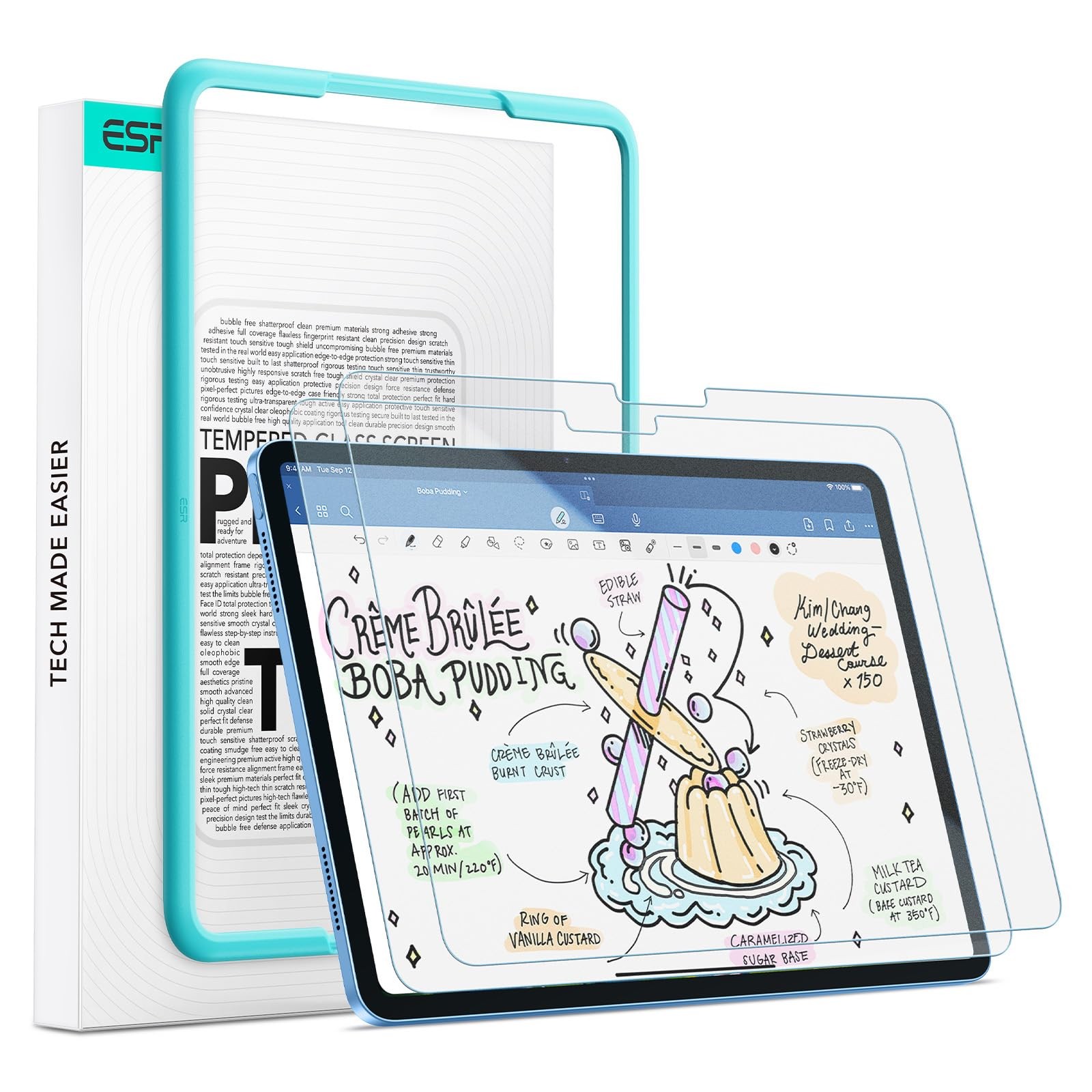ESR 2 Pack Paper-Feel Screen Protectors for iPad A16 11th/10th 11/10.9 Inch