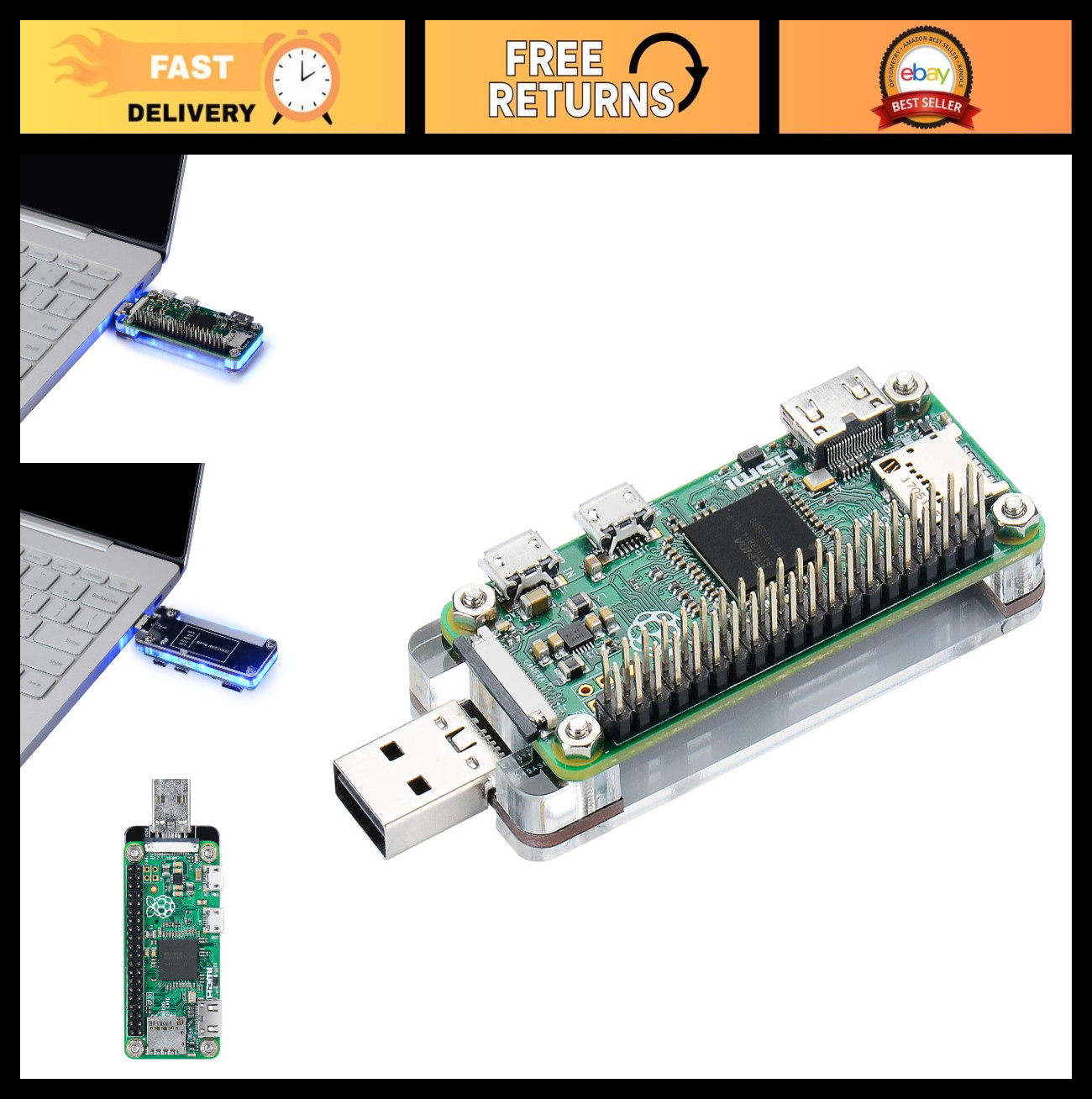 USB Dongle Expansion Breakout Module Kit for Raspberry Pi Zero/W - Dual-Sided In