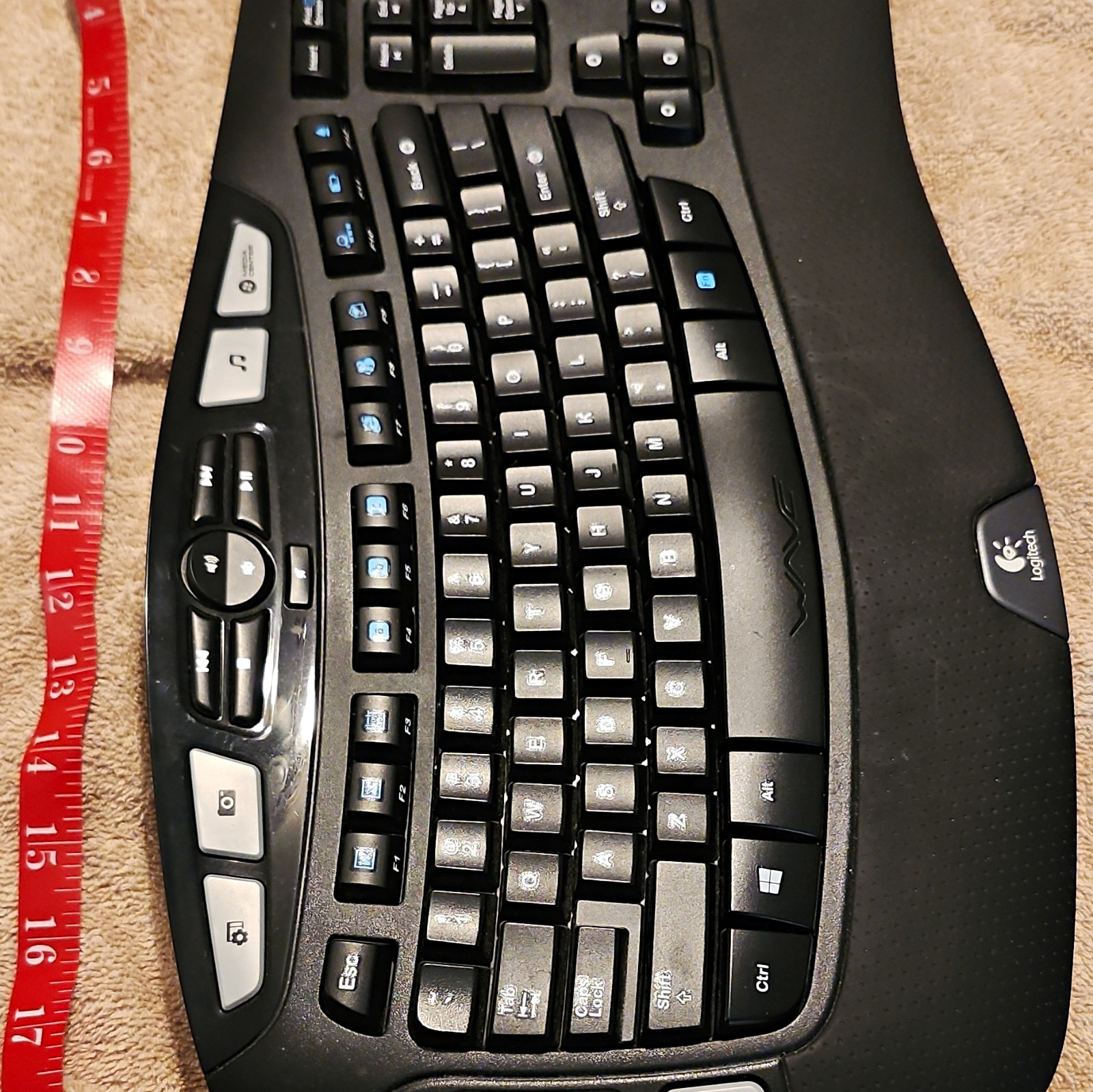 Logitech K350 Ergonomic Wireless Keyboard, Multimedia Function Keys, Black