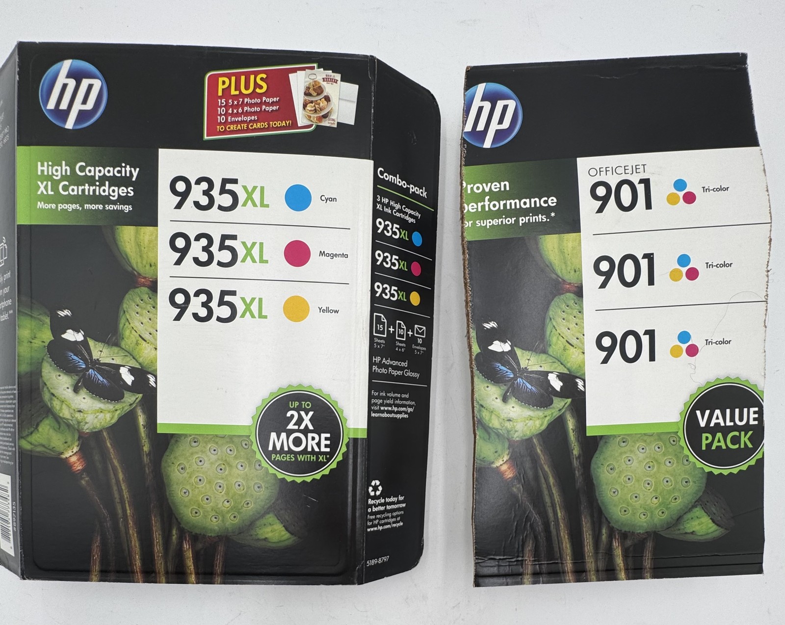 HP 935XL Ink Cartridge Combo Pack New Unsealed with Photo Paper Bonus Open Box