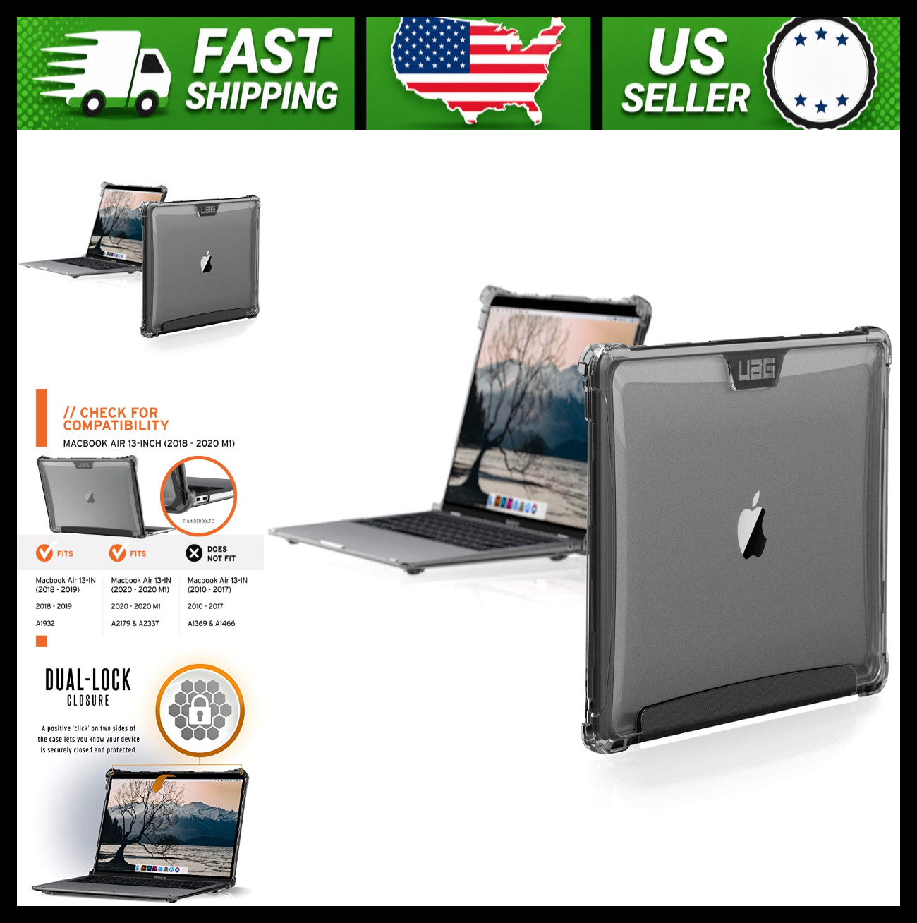 UAG MacBook Air 13-inch Case 2018-2020 Clear Rugged Laptop Cover