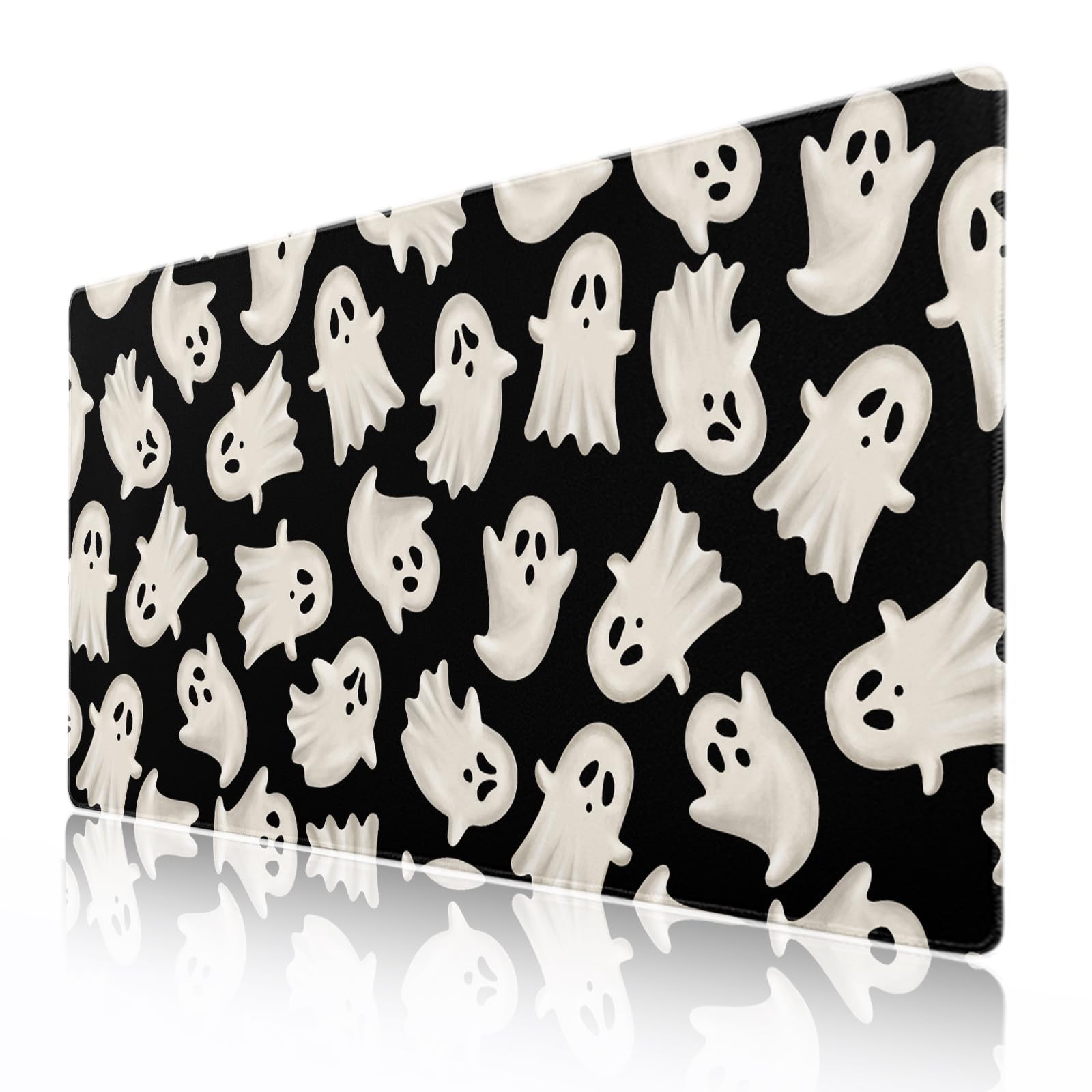 Halloween Ghost Mouse Pad 35.4×15.7 Inch Spooky Extended Desk Mat Black White...