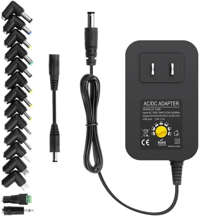 Arkare 30W Universal AC to DC Power Adapter Adjustable 3-12V 30W, Black