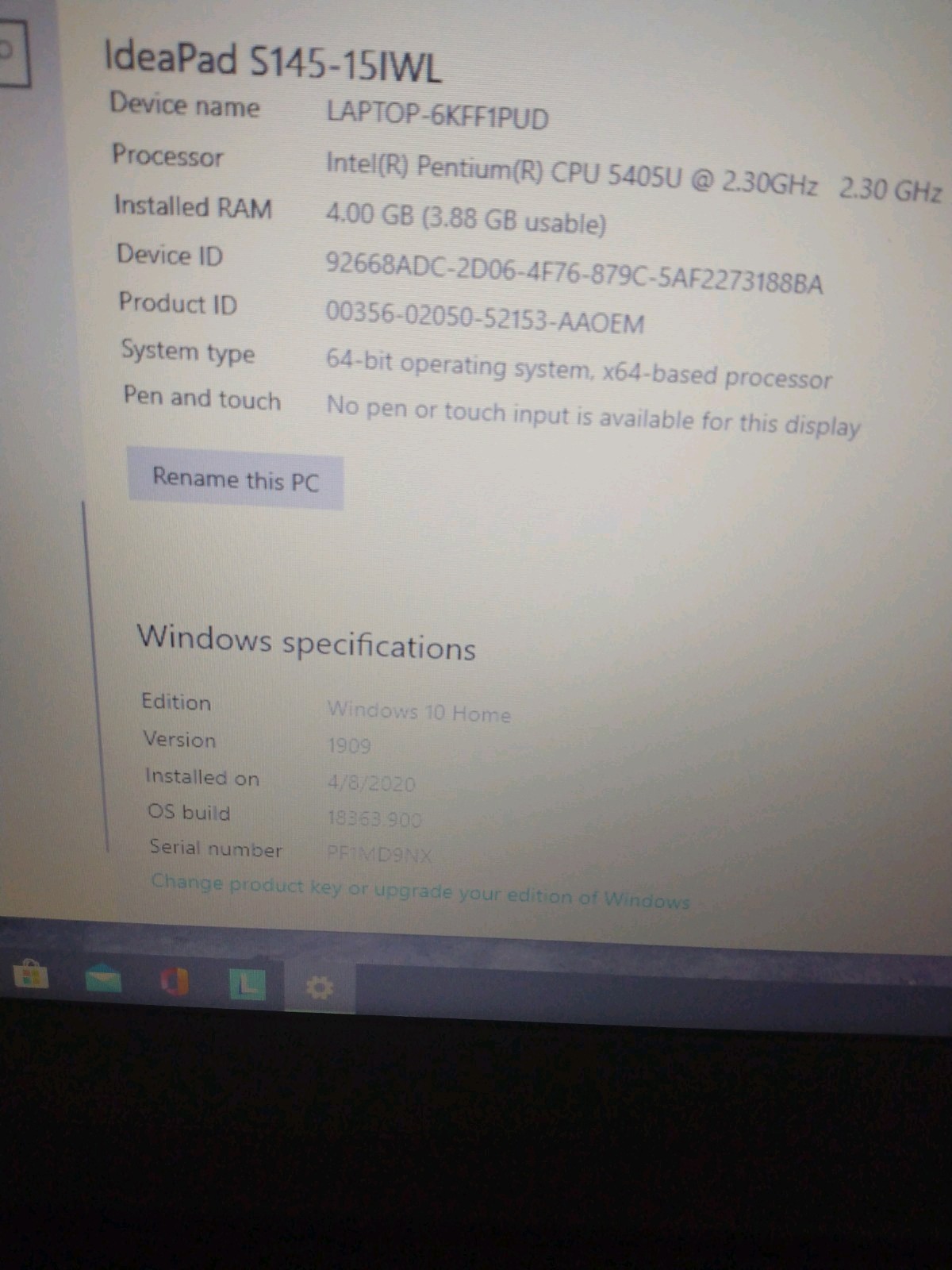 Lenovo IdeaPad S145 15.6" (128GB SSD,Intel Core i3-1005G1,  1.2GHz, 4GB RAM)...