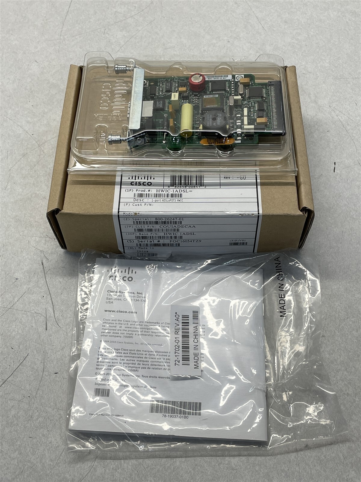 CISCO HWIC-1ADSL HIGH-SPEED ADSL WAN 1-PORT INTERFACE CARD