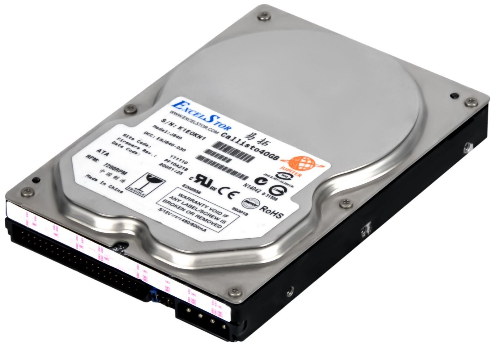 Excelstor Callisto J840 40GB 7200 RPM 2MB ATA / PATA / IDE 3.5 Inch