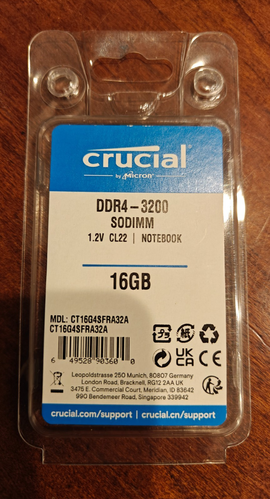 Crucial 16GB DDR4-3200 SODIMM Laptop Memory RAM CT16G4SFRA32A New