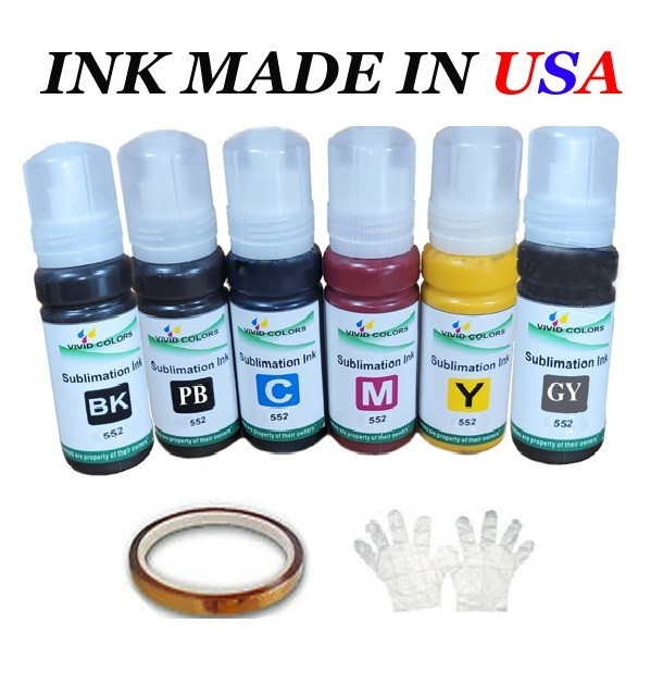 VC DYE Sublimation Refill Ink Bottle set (non-OEM) 552  T552 for ET-8500 ET-8550
