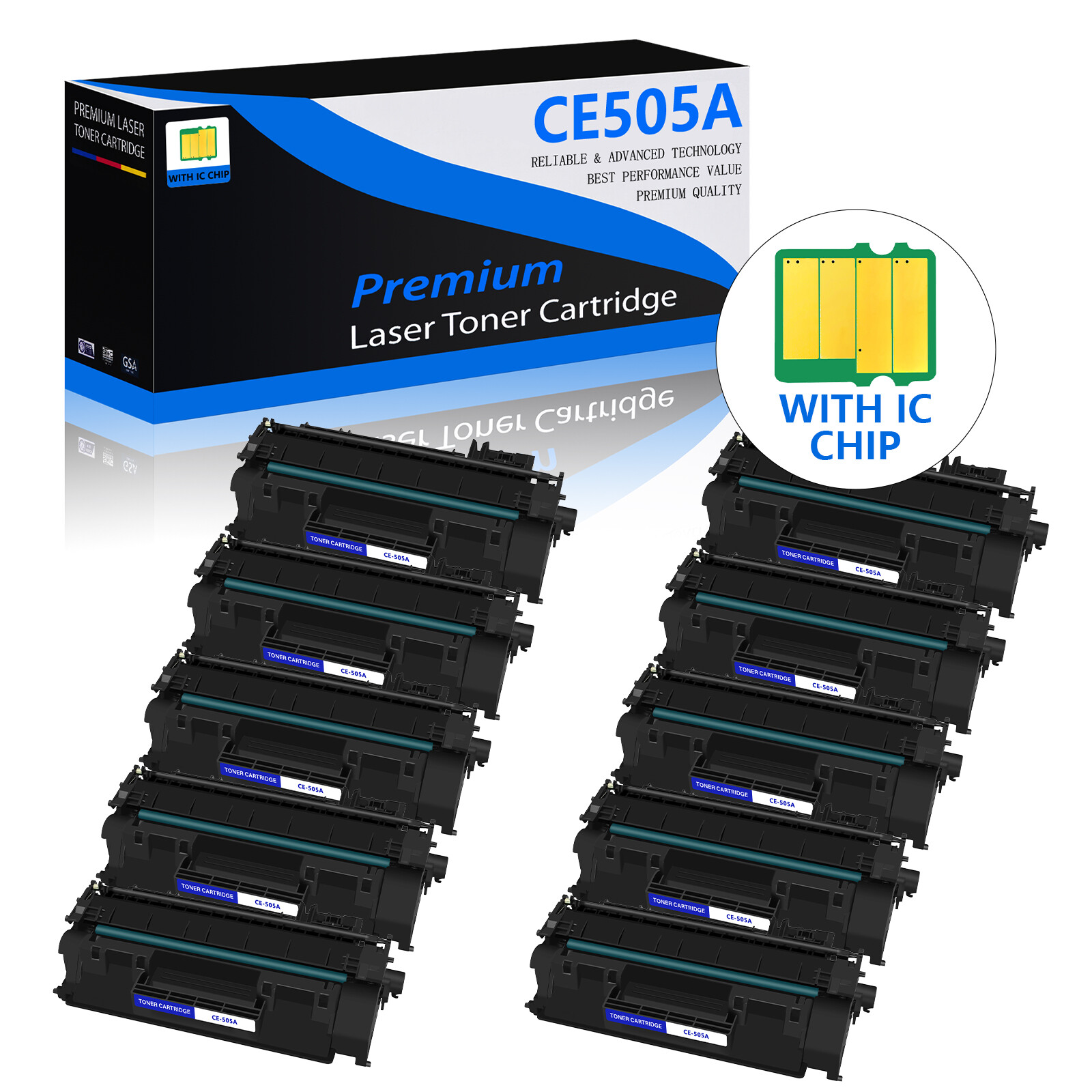 10PK High Yield CE505A Toner Compatible for HP 05A LaserJet P2035 P2035n P2055dn