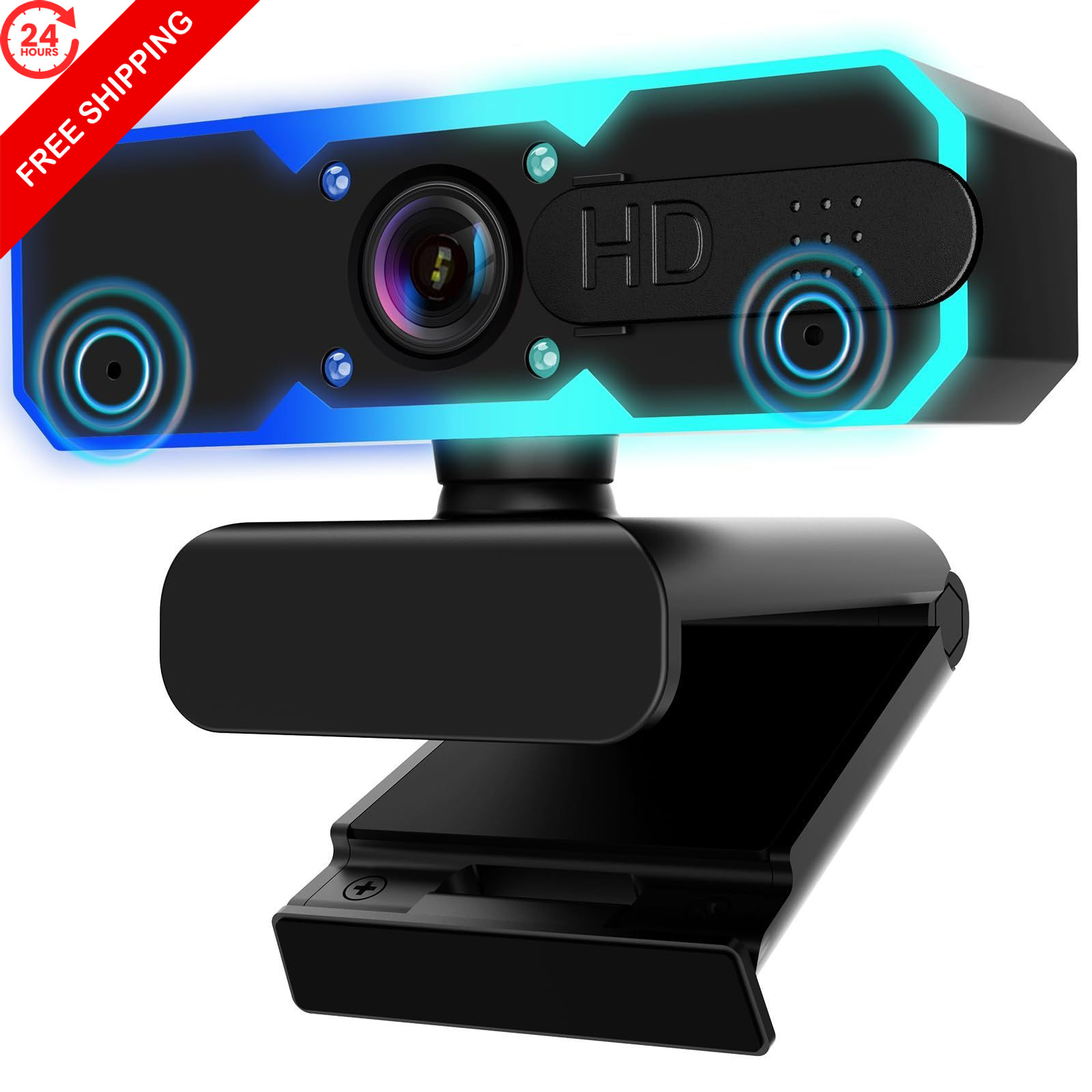 NBPOWER 1080P 60FPS Streaming Camera Webcam with Microphone and Fill Black