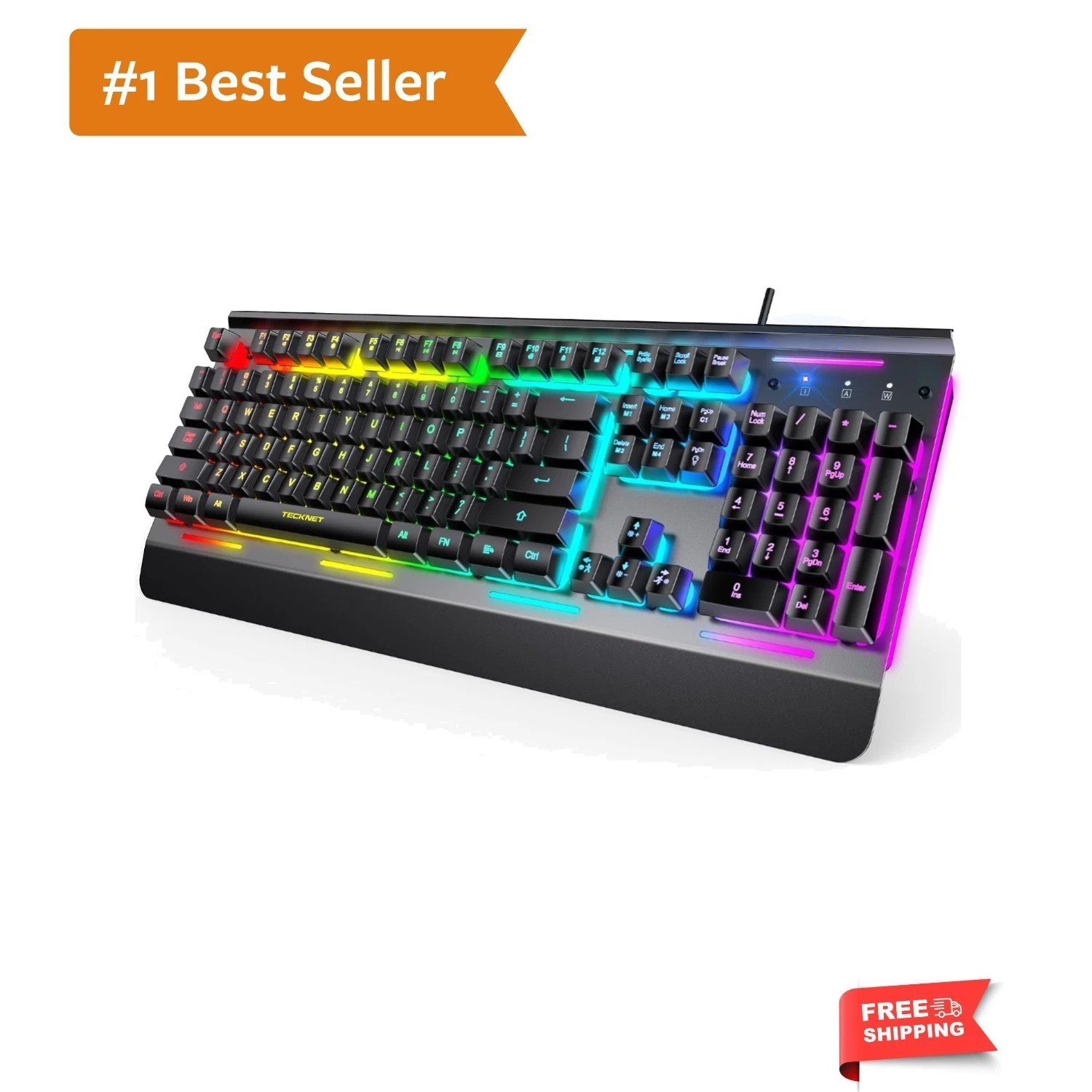 Wired Gaming Keyboard, RGB Backlit Keyboard with Metal Panel Design