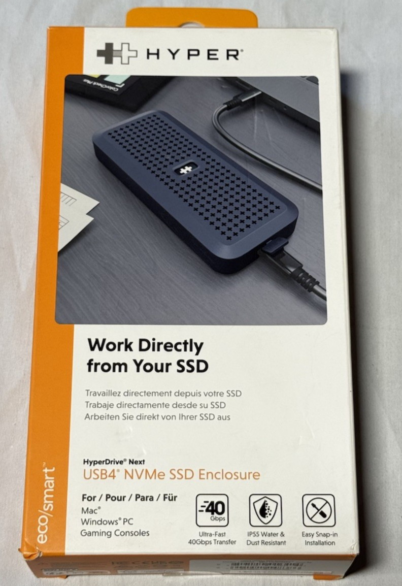 HyperDrive Next USB4 NVMe SSD Enclosure 40GbpsHD5001GL Open Box Unused
