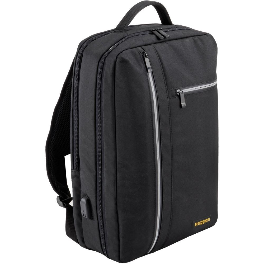 Ruggard 17 Inch Slim Laptop Backpack with USB Port and Trolley Strap Black