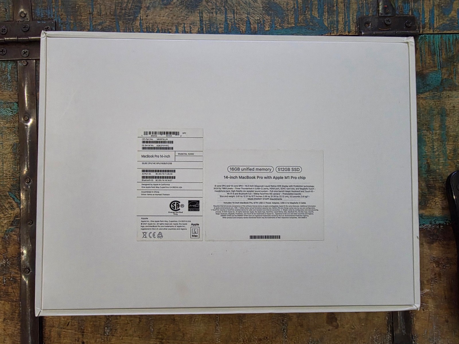 Apple MacBook Pro 14-inch M1 Pro Chip 16GB 512GB EMPTY BOX ONLY