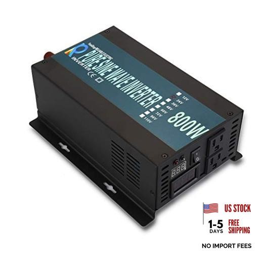 120V Pure Sine Wave Power Inverter DC to AC System Car Inverter 800W 12V
