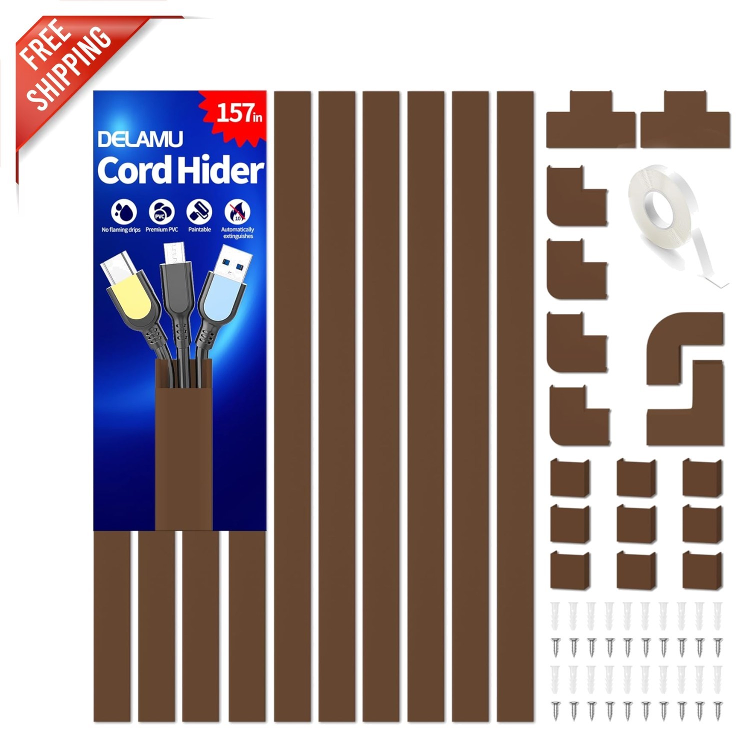 Self-Adhesive 157in Cord Concealer - Safe & Simple Solution for Neat Spaces
