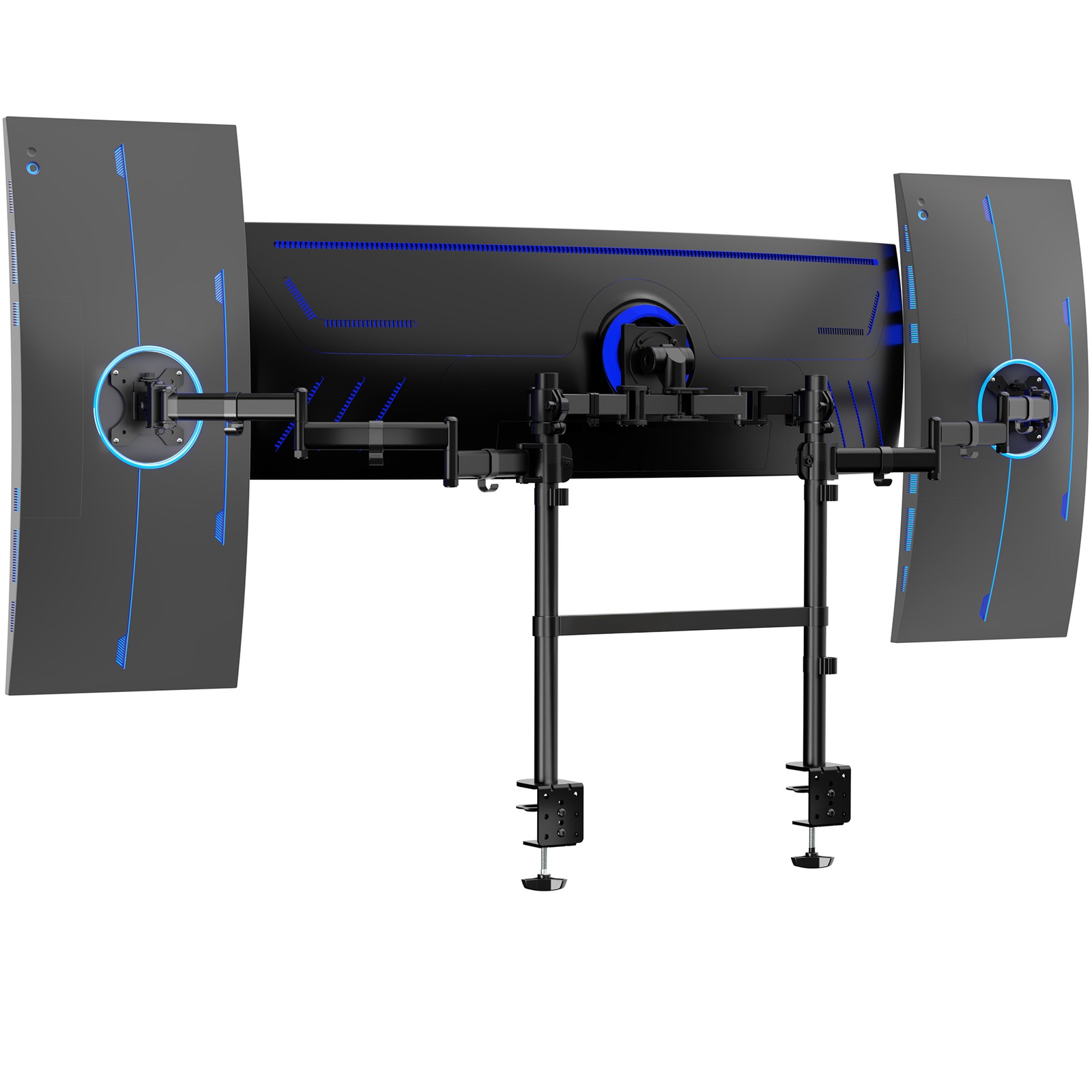 VIVO Triple Ultrawide Monitor Desk Mount, 2 Poles, Up to 49" Screens