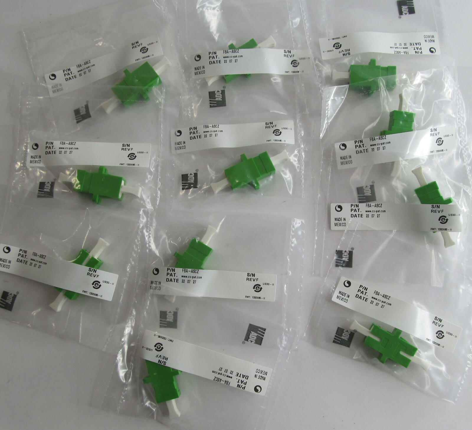 10-PACK COMMSCOPE ADC FBA-ASCZ FIBER OPTIC SC ADAPTER SIMPLEX SINGLEMODE 2022