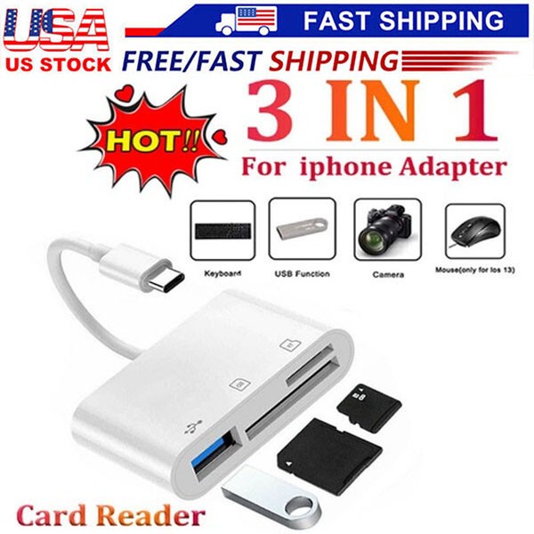 TF/SD Card Adapter Camera Reader Camera Android Type-c For iPhone15-17 Pro LOT