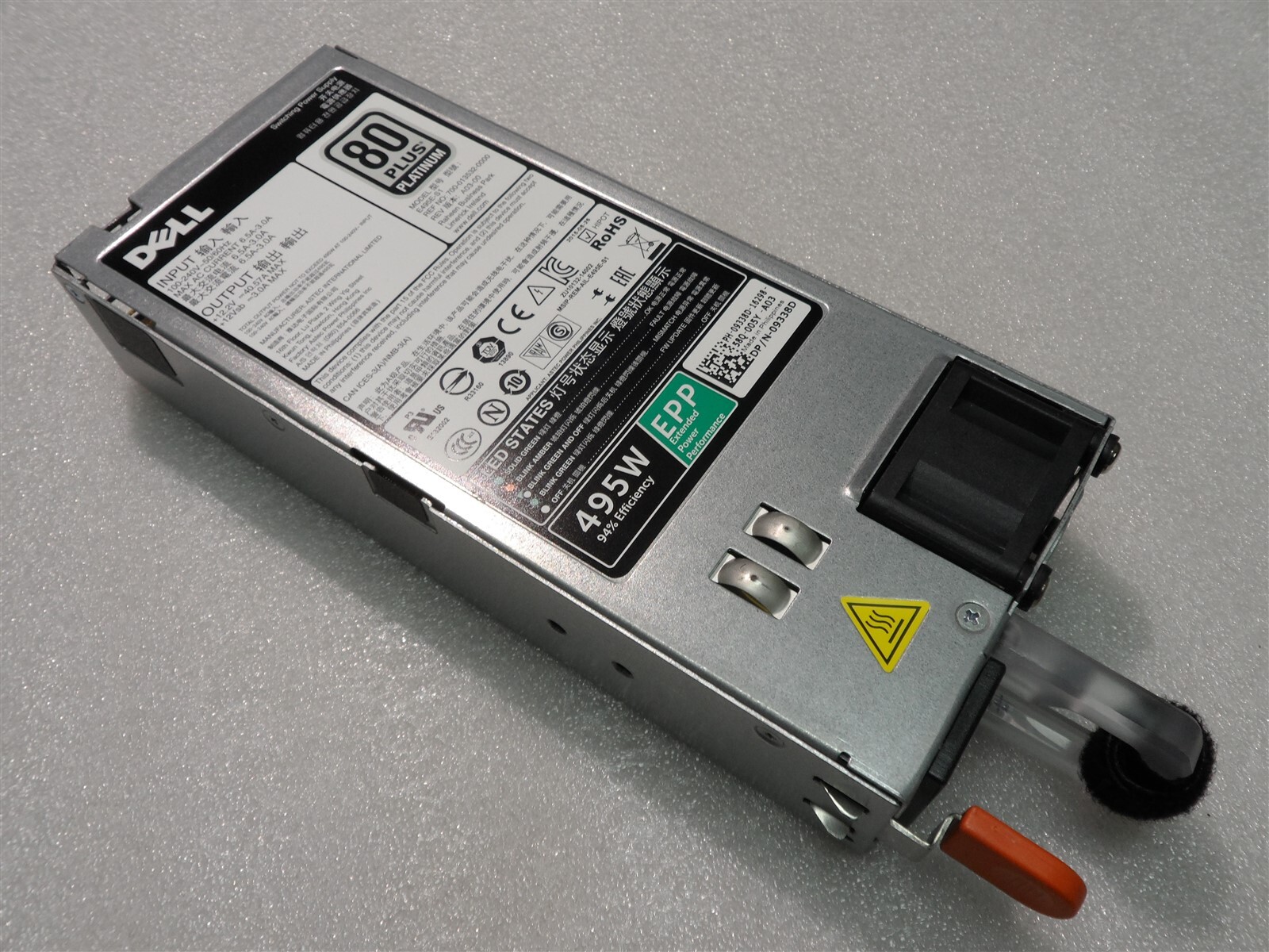 POWER SUPPLY HOTSWAP 495W DELL POWEREDGE SERVER R640 9338D 2FR04