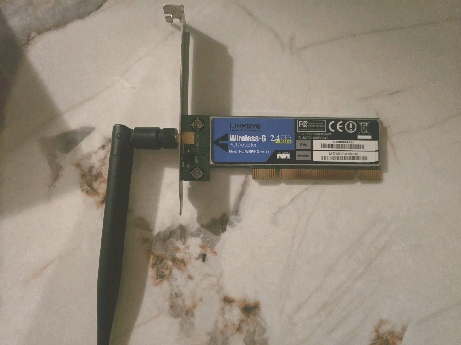 LINKSYS WIRELESS-G PCI ADAPTER WMP54G 2.4GHz 54Mbps With Antenna 