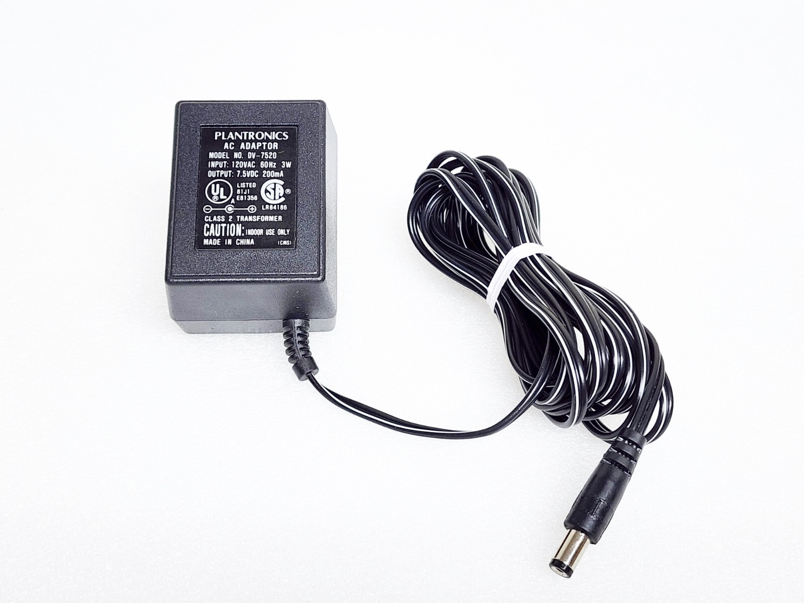 Genuine Plantronics DV-7520 AC Adapter 7.5VDC 200mA 5.5mmx2mm Tip Power Supply