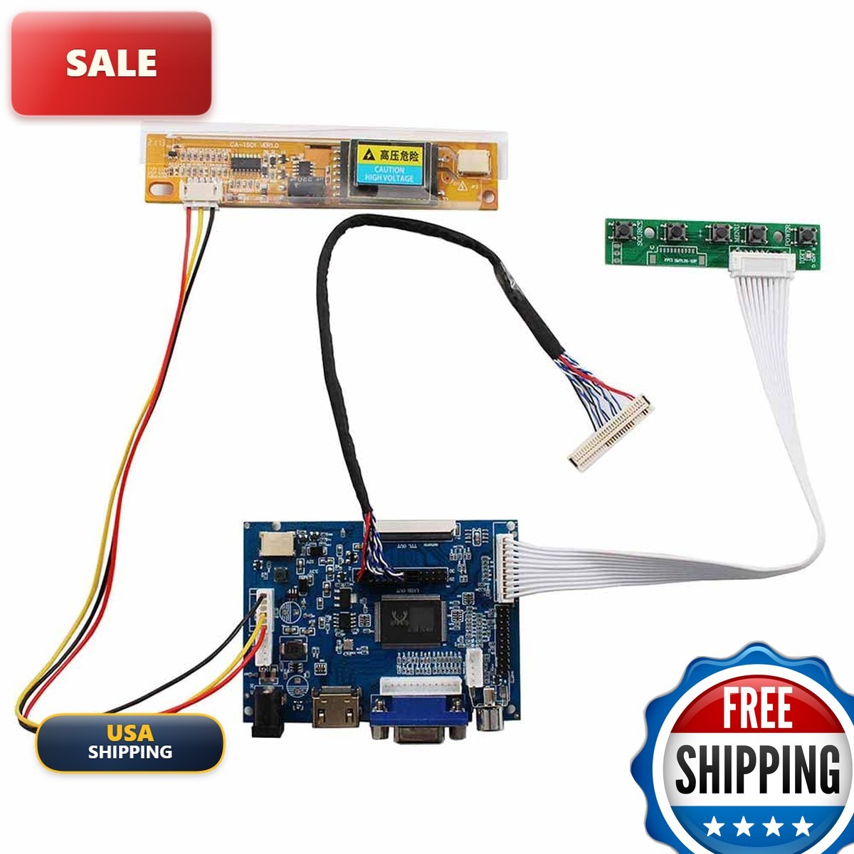 LCDBOARD VGA 2AV LVDs Controller Board 30Pin 14.1" 15.4" 1280x800 LP141WX1