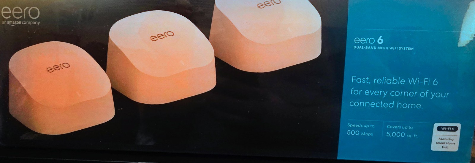 NEW SEALED Amazon eero 6 Dual-Band Mesh WiFi 6 System 3-Pack Covers 5000 Sq Ft