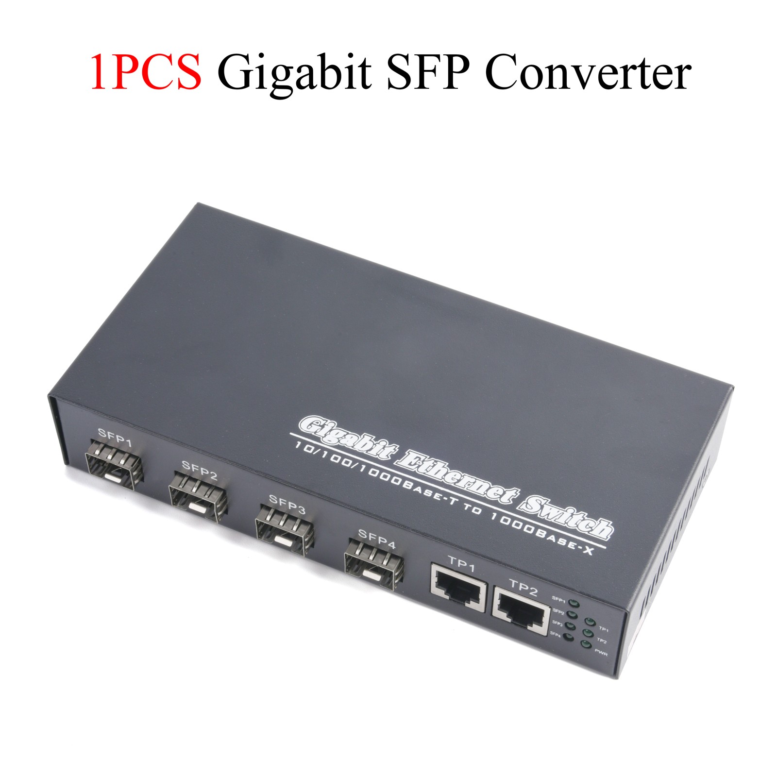 4 SFP to 2 RJ45 Gigabit SFP Media Converter 10/100/1000Mbs without SFP Module