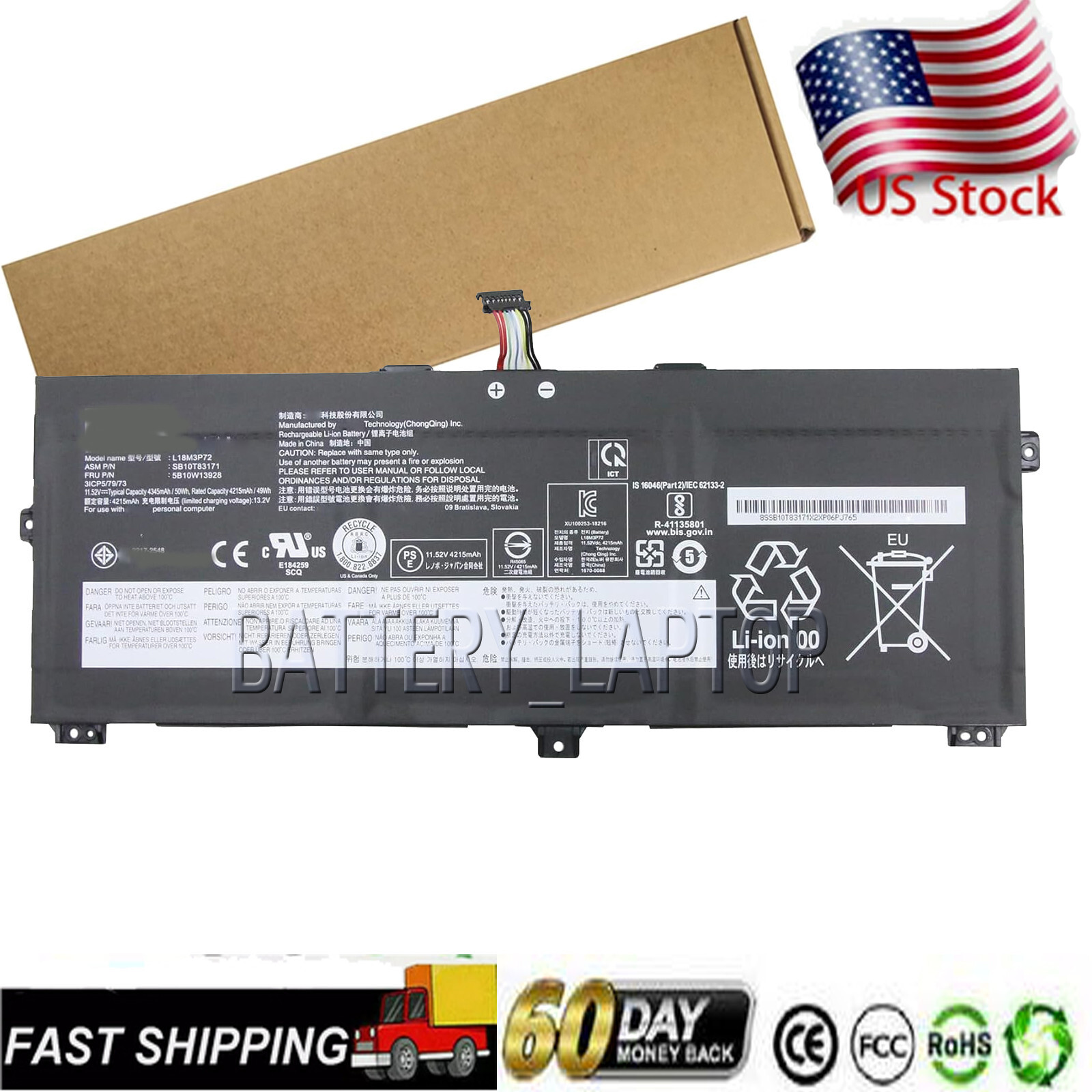 L18M3P72 L18L3P72 02DL021 Battery For Lenovo ThinkPad X13 X390 Yoga TP X390 Yoga