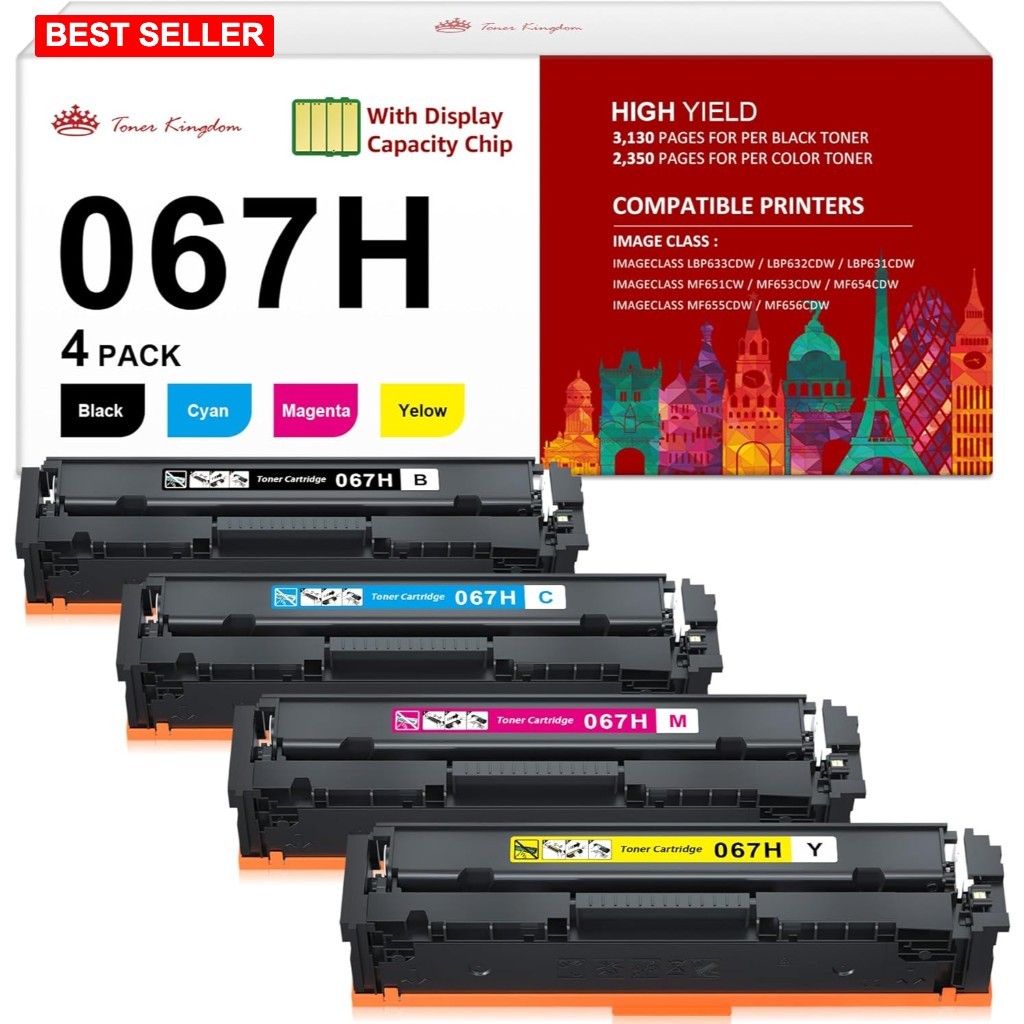 Toner Cartridge Set 067H 067 Compatible Display Chip Real-Time Level Replacement