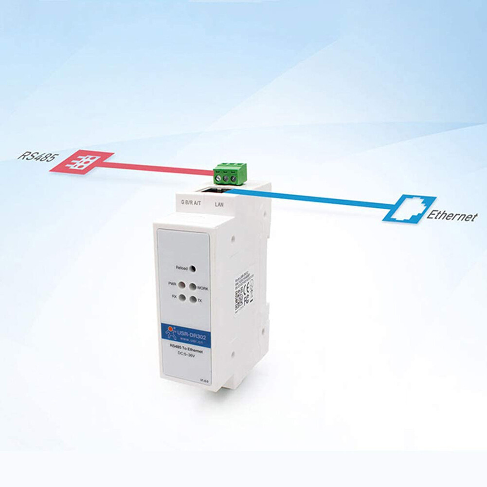 USR-DR302 Modbus Din Rail RS485 to Ethernet Serial Converter Server | Compact