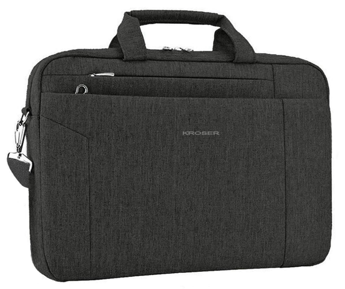 15.6 Inch Laptop Briefcase Water Repellent Shoulder Carrying Bag Charcoal Black