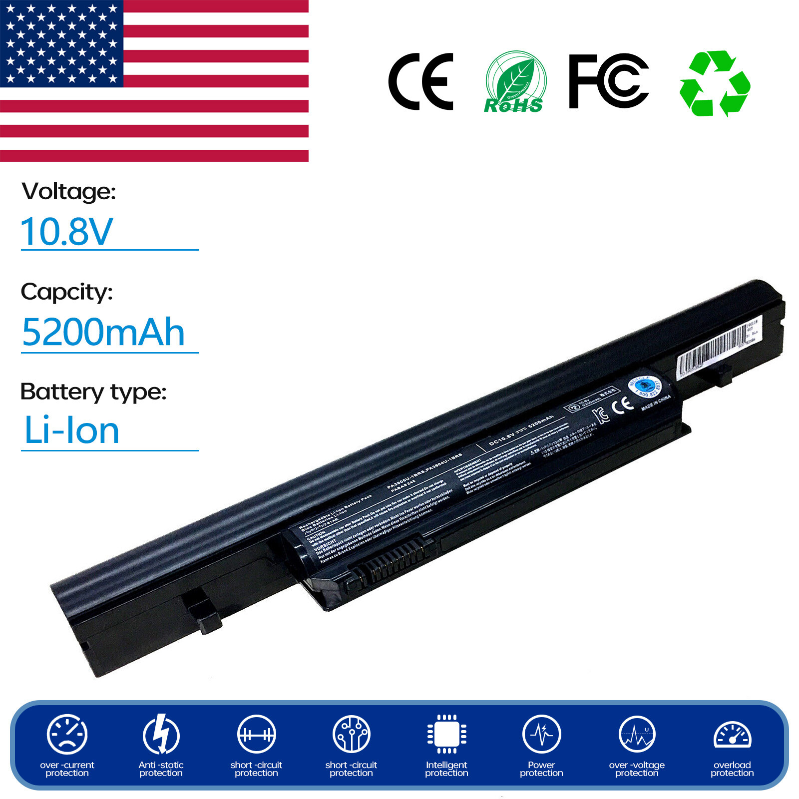 Battery for Toshiba Tecra R850-S8522 R850-S8512 R850-S8552 R950-S9530 S8510