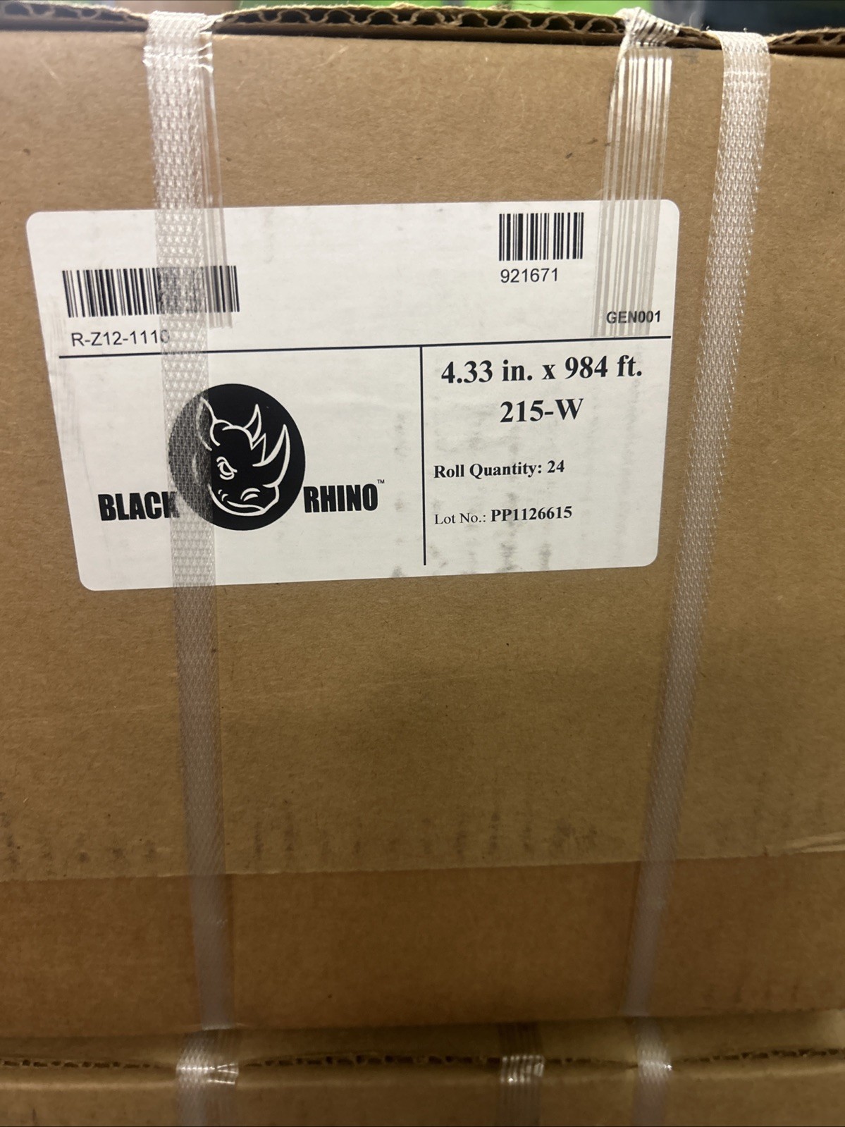(24 Rolls) BLACK RHINO THERMAL TRANSFER RIBBON,   R-Z12-111204.0 4.33" x 984Ft