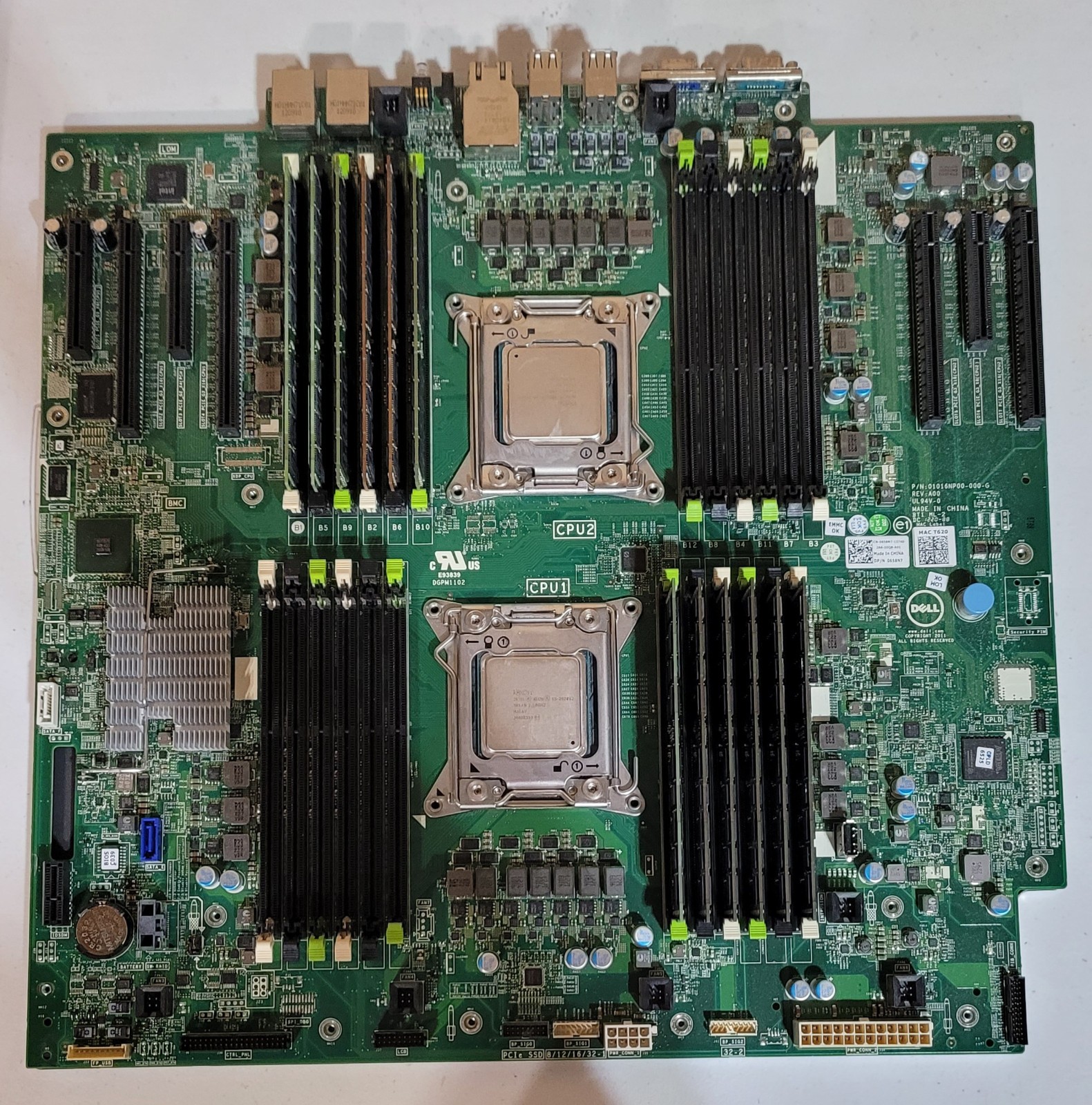 Dell PowerEdge T620 Motherboard 96GB LOADED 2x 6 Core Xeon E5-2620 v2 0658N7