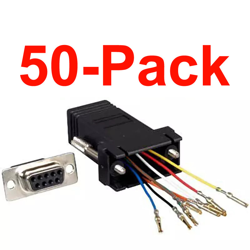 50-Pack RJ45F to DB9F Modular Adapter RJ45 to DB9 Female