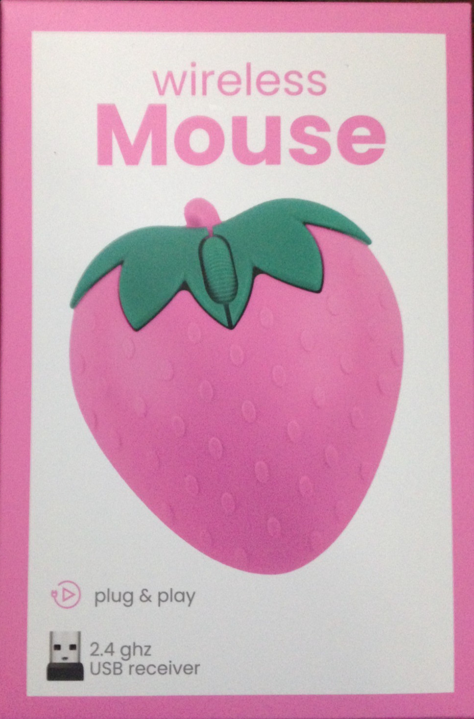 Vivitar, Wireless Strawberry Mouse, 2.4GHz, USB Receiver, Ergonomic Design, New
